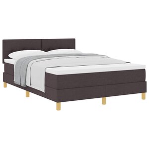 vidaXL Lit à ressorts avec coussin Marron foncé 140 x 190 cm tissu
