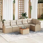 vidaXL Ensemble de canapé de jardin 7 Pièces Beige et blanc
