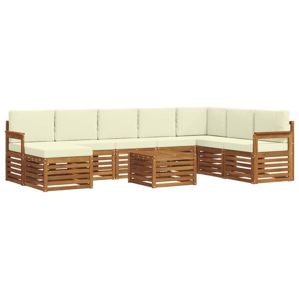 vidaXL Ensemble de canapés d'extérieur 9 pc Naturel et Crème