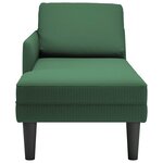 vidaXL Chaise longue avec coussin vert foncé tissu en velours côtelé