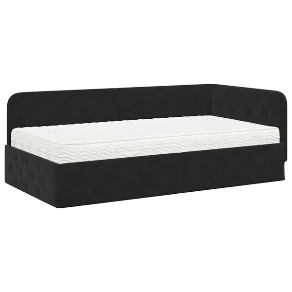 vidaXL Cadre de lit d'angle Noir 100 x 200 cm Velours