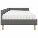 vidaXL Cadre de lit d'angle avec matelas avec matelas 2 Pièces Gris tissu