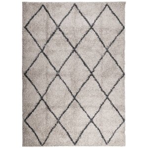 vidaXL Tapis shaggy à poils longs moderne beige anthracite 200x280 cm