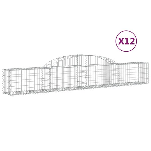 vidaXL Paniers à gabions arqués 12 Pièces 300x30x40/60 cm fer galvanisé