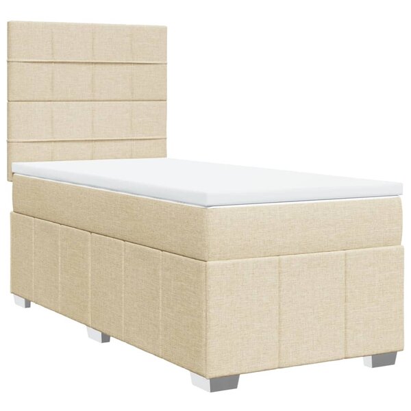 vidaXL Sommier à lattes de lit et matelas Crème 90x190 cm Tissu