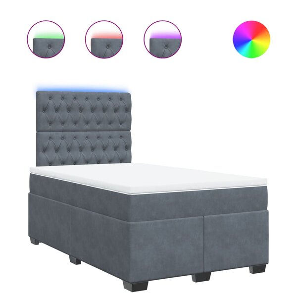 vidaXL Sommier à lattes de lit et matelas Gris foncé 120x200cm Velours