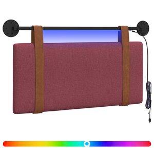 vidaXL Tête de lit suspendue Avec lumière LED Bordeaux PU antique
