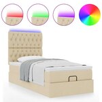 vidaXL Lit ottoman avec matelas et LED crème 90x200 cm tissu