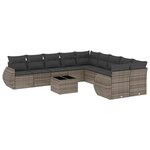 vidaXL Salon de jardin 11 Pièces avec coussins gris clair résine tressée