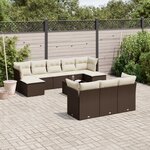 vidaXL Salon de jardin et coussins 11 Pièces marron résine tressée