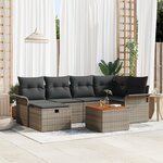 vidaXL Ensemble de canapés de jardin de 7 pièces avec coussins gris en poly rattan