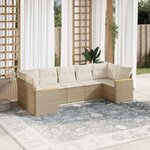 vidaXL Salon de jardin avec coussins 7 Pièces beige résine tressée