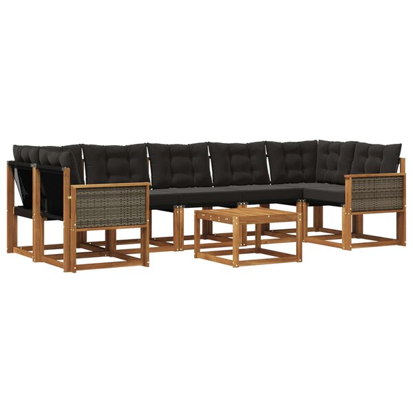 vidaXL Ensemble de canapés d'extérieur 8 pc Naturel et noir