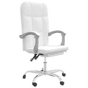 Chaise fauteuil siège pivotante de inclinable de bureau informatique étude similicuir blanc 02_0024230