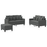 vidaXL Ensemble de canapés 3 Pièces avec coussins Gris foncé Tissu
