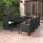 vidaXL Ensemble à dîner de jardin coussins 7 Pièces Résine tressée Verre