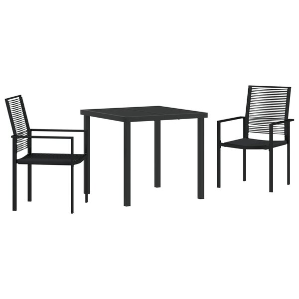 vidaXL Set de Salle à Manger de Jardin 3 Pièces noir Rattan PVC