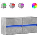 vidaXL Meuble TV mural avec lumières LED gris béton 100x31x45 cm