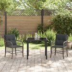 vidaXL Ensemble de salle à manger de jardin 3 pièces avec coussins Gris Rattan Poly