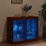 vidaXL Buffet avec lumières LED chêne marron 81x37x67 cm