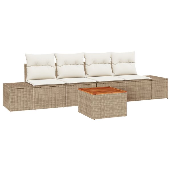vidaXL Canapé de jardin 5 Pièces Beige  blanc 55 x 55 x 37 cm