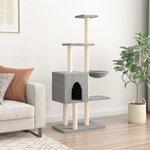 vidaXL Arbre à chat avec griffoirs en sisal Gris clair 145 cm