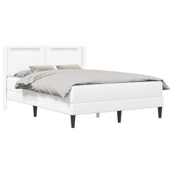 vidaXL Cadre de lit avec matelas Blanc 140 x 200 cm Simili cuir