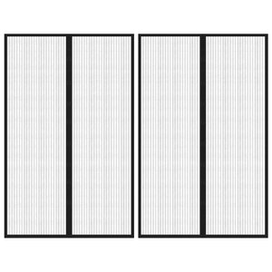 vidaXL Rideaux de porte anti-insectes 2 Pièces et aimants noir 220x130 cm