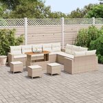 vidaXL Ensemble de canapé de jardin 18 Pièces Beige et crème polyrotin