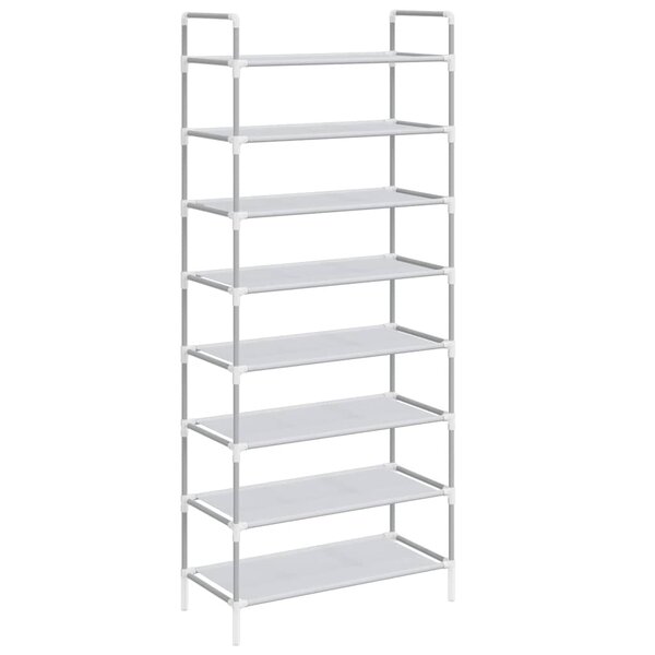 vidaXL Étagère à chaussures 8 étagères Métal et tissu intissé Argenté