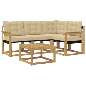 vidaXL Ensemble de canapés d'extérieur 5 pc Blanc et Beige