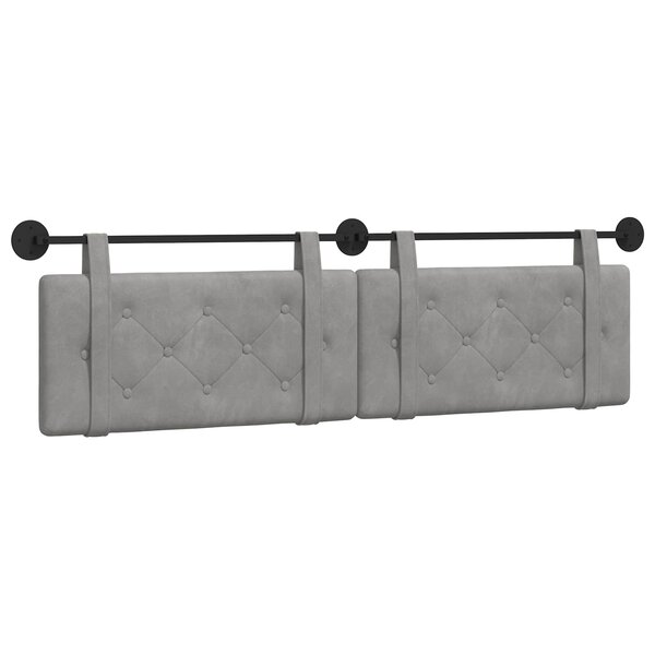 vidaXL Tête de lit suspendue Gris clair Velours