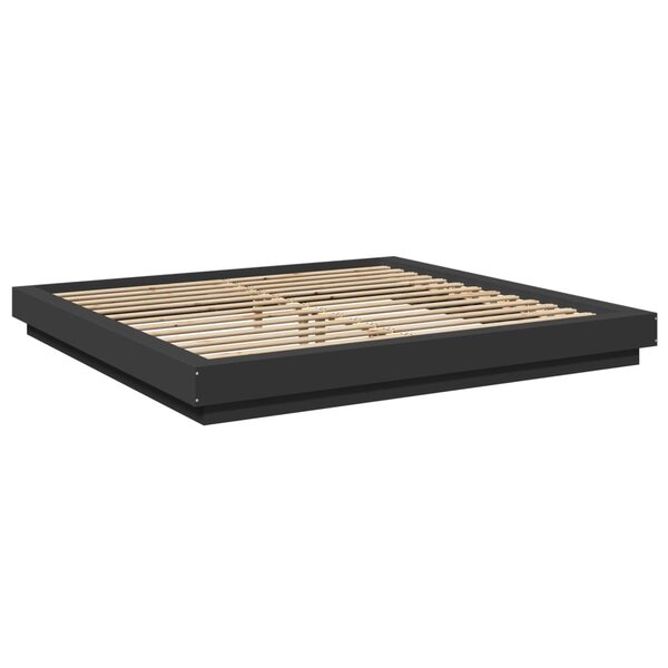 vidaXL Cadre de lit noir 200x200 cm bois d'ingénierie