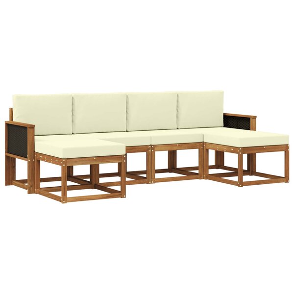 vidaXL Ensemble de canapés d'extérieur 6 pc Naturel et Crème Polyester