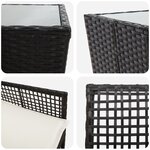 Ensemble de Bistro de Jardin 3 Pièces avec Coussins en Poly Rattan Noir