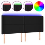 vidaXL Tête de lit à LED Noir 183x16x118/128 cm Tissu