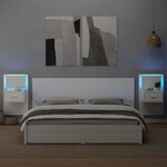 vidaXL Tables de chevet murales avec lumières LED 2 Pièces blanc