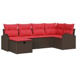 vidaXL Ensemble de canapé de jardin 6 Pièces Marron polyrotin