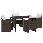 vidaXL Ensemble de salle à manger de jardin 5 pièces avec coussins en poly rattan marron