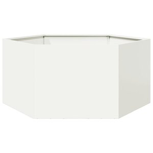 vidaXL Jardinière blanc hexagone 104x90x45 cm acier