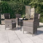 vidaXL Ensemble à manger de jardin avec coussins 5 Pièces Gris