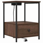 vidaXL Table de nuit avec station de chargement Chêne marron