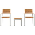 vidaXL Ensemble de salle à manger pour jardin 3 Pièces Marron Teck massif