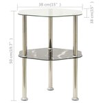 vidaXL Table 2 niveaux Transparent et noir 38x38x50cm Verre trempé