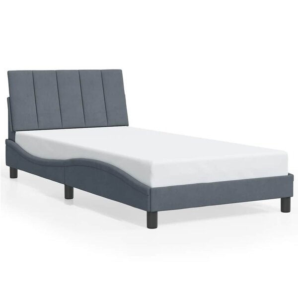 vidaXL Cadre de lit sans matelas Hanko gris foncé 100x203 cm velours