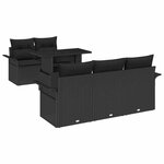 vidaXL Ensemble de canapé de jardin avec coussin 6 Pièces Noir Poly rotin