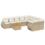 vidaXL Salon de jardin avec coussins 9 Pièces beige résine tressée