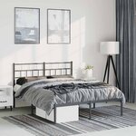 vidaXL Cadre de lit métal sans matelas avec tête de lit noir 135x190cm