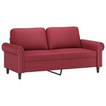 vidaXL Canapé 2 places avec oreillers bordeaux 140 cm similicuir