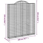 vidaXL Paniers à gabions arqués 4 Pièces 200x30x220/240 cm fer galvanisé
